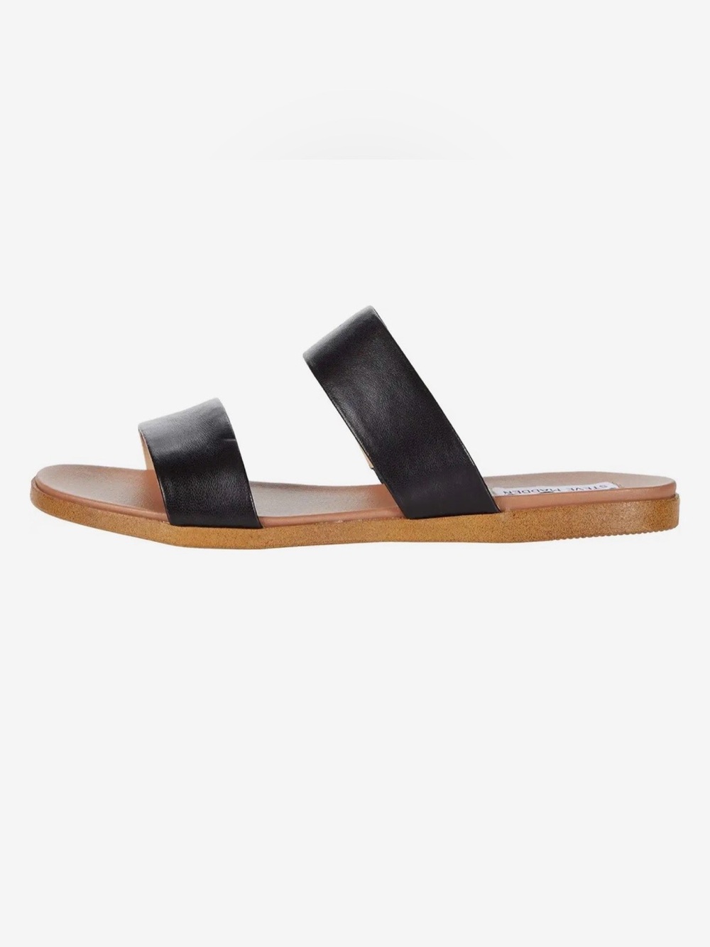 Steve Madden Black Double Strap Slide Sandals